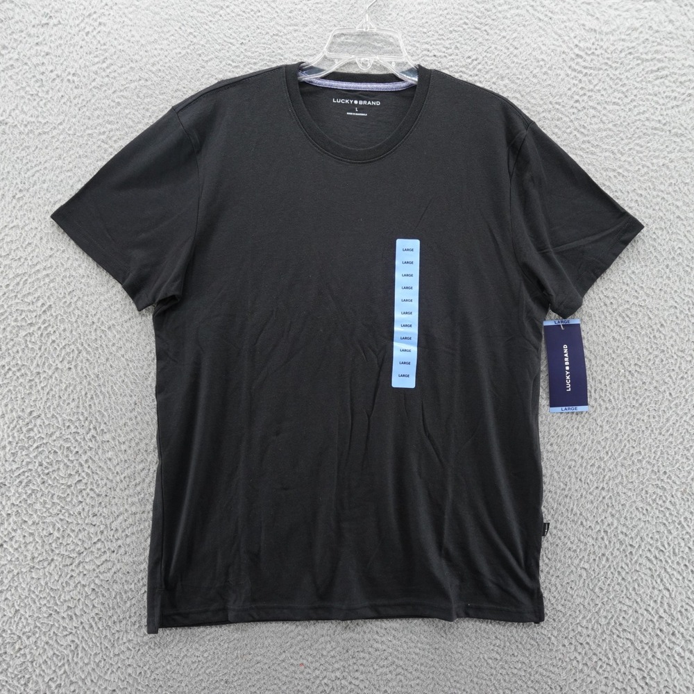 Lucky Brand Mens Black Short Sleeve Crew Neck Tri-Blend Tee Shirt Large NEW
